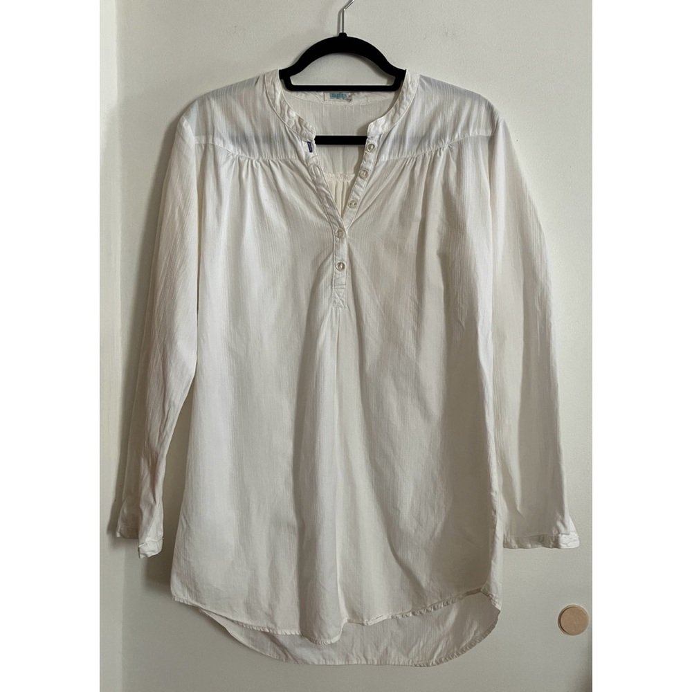 Vintage SJP Bitten White Rib Knit Cotton Tunic with Popover Placket Women’s XS